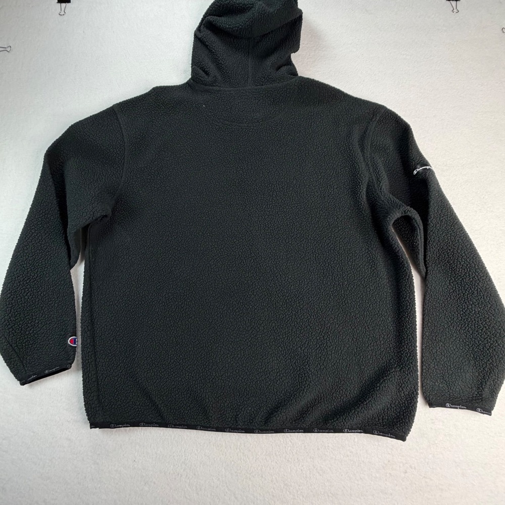 Champion Mens Sherpa Fleece Hoodie Black Gold Embroidered Logo Size Large - Picture 7 of 7